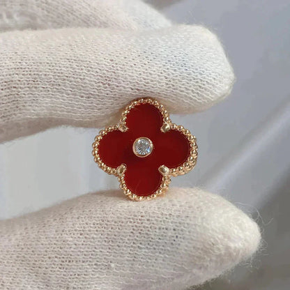 [Mystic]CLOVER MEDIUM 1 MOTIFS CARNELIAN  DIAMOND earrings