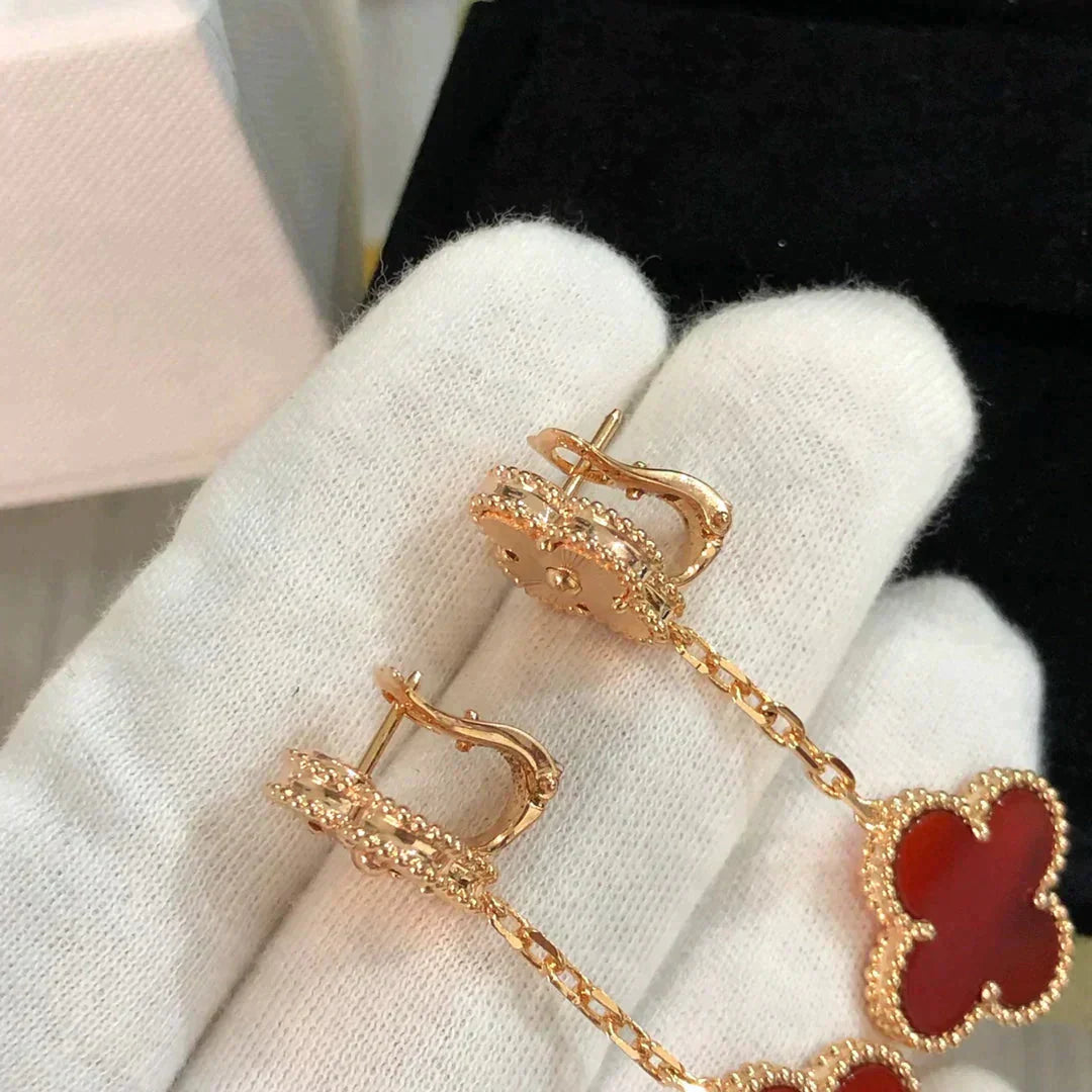 [Mystic]CLOVER 2 MOTIF  LASER CARNELIAN EARRINGS