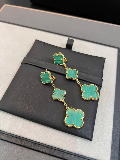 [Mystic]CLOVER MALACHITE 3 MOTIFS GOLD