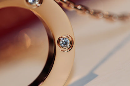 [Mystic]LOVE NECKLACE 16MM 6 DIAMONDS PINK GOLD