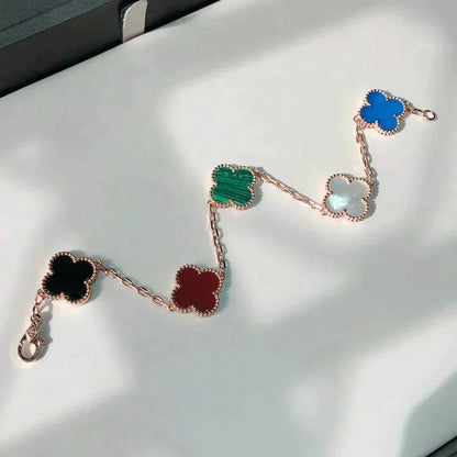 [ミスティック]クローバー 5モチーフ マルチカラー ブレスレット