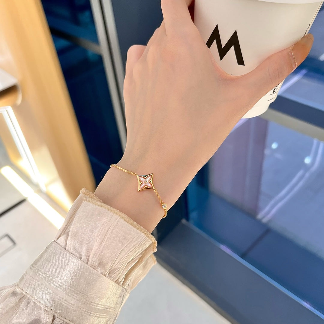 [ミスティック]スター1ダイヤモンドピンクゴールドブレスレット