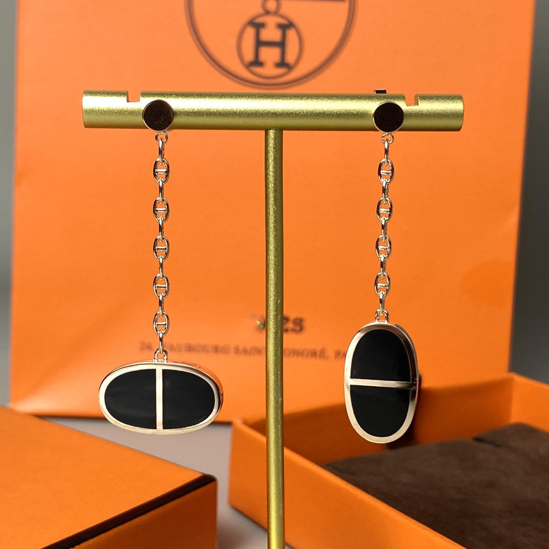 [Mystic]CHAINE VERSO BLACK CERAMIC EARRINGS