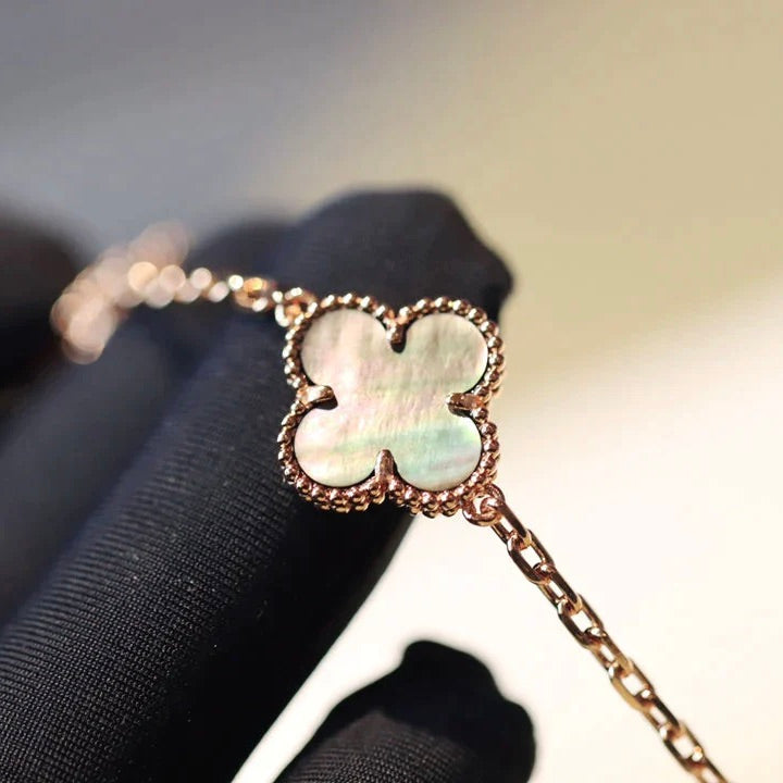 [Mystic]CLOVER 20 MOTIFS DARK MOP DIAMOND  NECKLACE