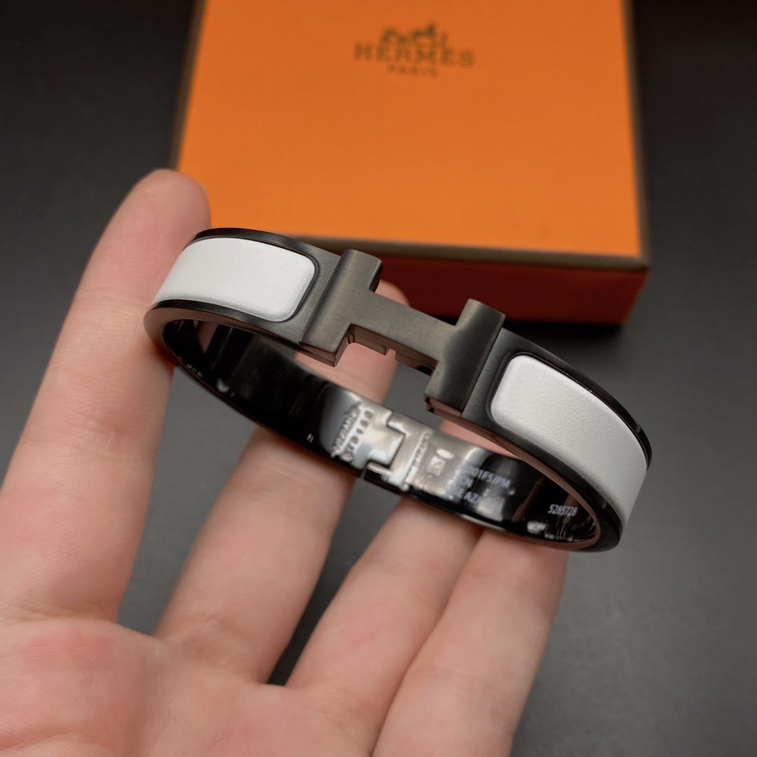 [Mystic]H ブレスレット 12MM ブラックホワイトセラミック