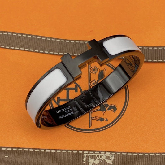 [Mystic]H ブレスレット 12MM ブラックホワイトセラミック