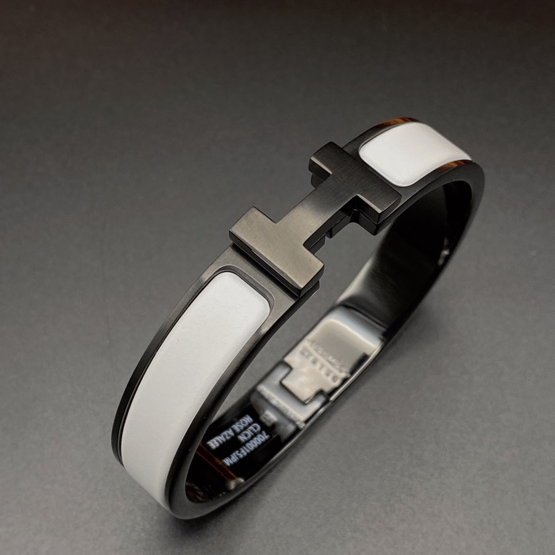 [Mystic]H ブレスレット 12MM ブラックホワイトセラミック