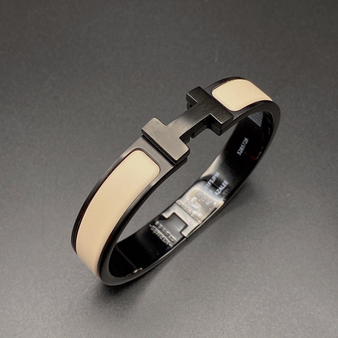[Mystic]H ブレスレット 12MM ブラック ベージュ セラミック