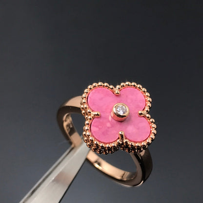 [Mystic]CLOVER RHODONITE ROSE GOLD RING