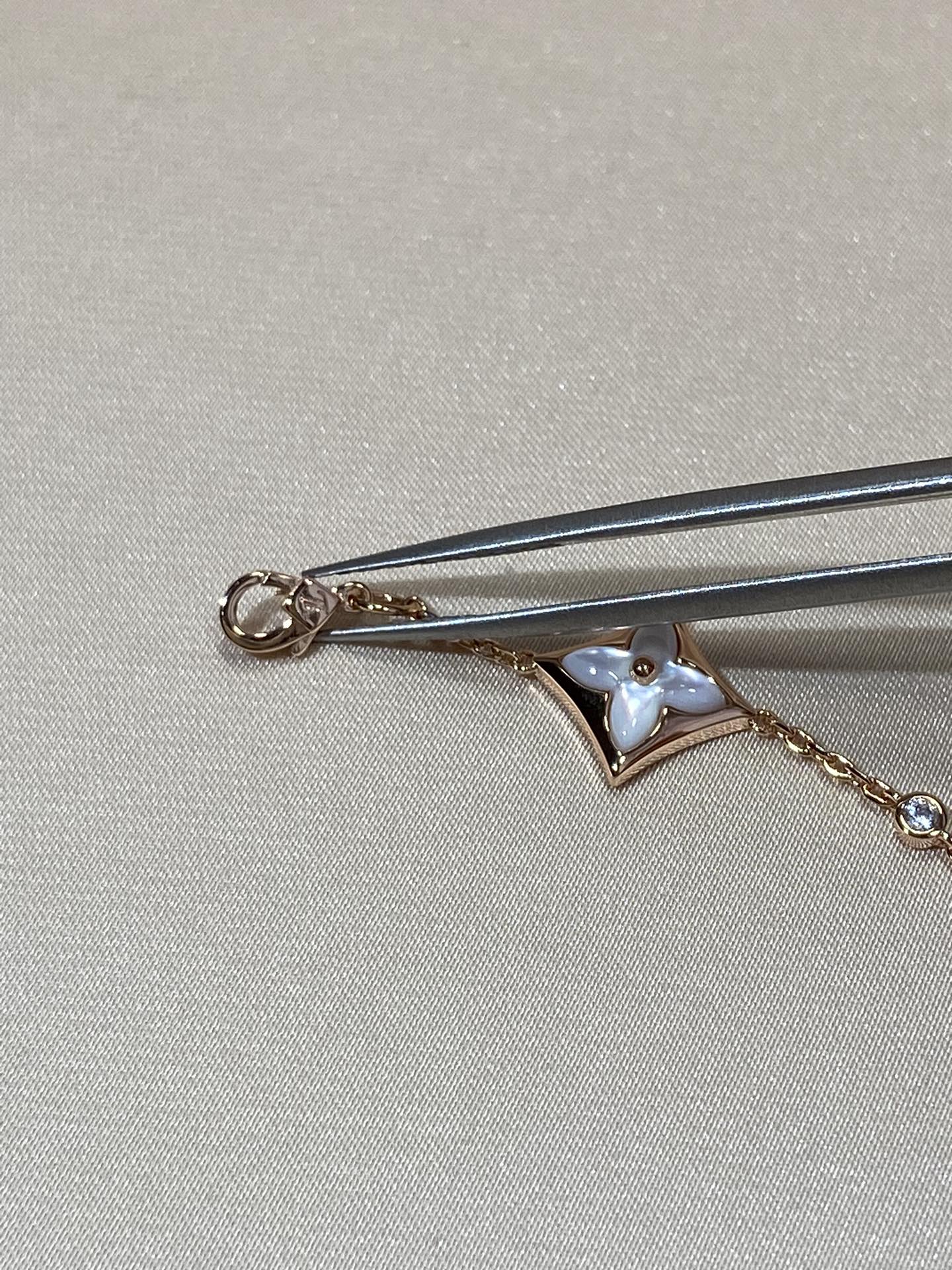 [ミスティック]スター 4 モチーフ MOP ダイヤモンド ピンクゴールド ブレスレット