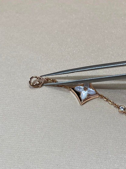 [ミスティック]スター 4 モチーフ MOP ダイヤモンド ピンクゴールド ブレスレット