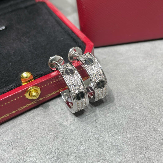 [Mystic]LOVE セラミック ダイヤモンド パヴェ シルバーピアス
