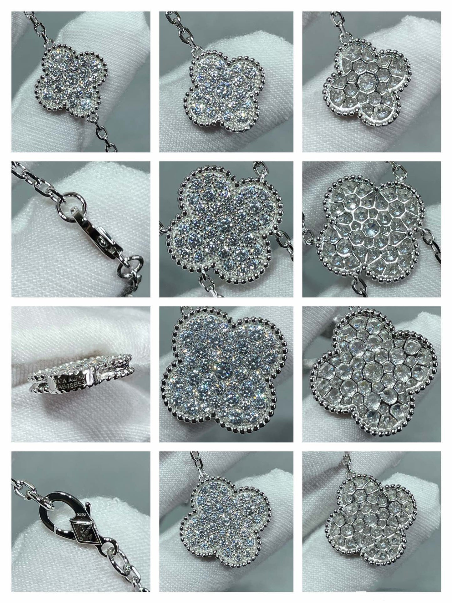 [Mystic]CLOVER 6 MOTIF DIAMOND PAVED NECKLACE