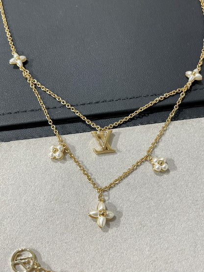 [Mystic]フラワーグラム ゴールドモップ ダブルロー ネックレス
