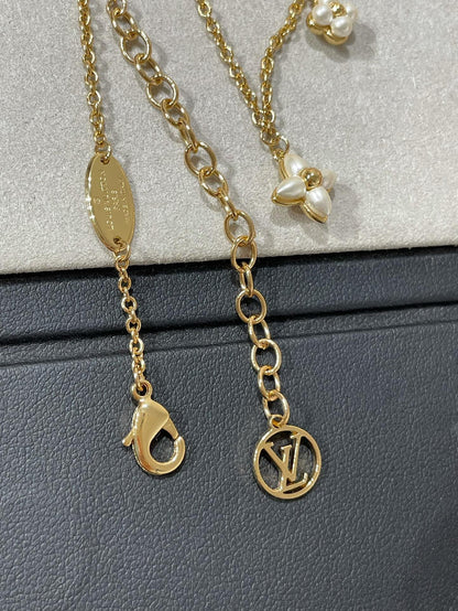 [Mystic]フラワーグラム ゴールドモップ ダブルロー ネックレス