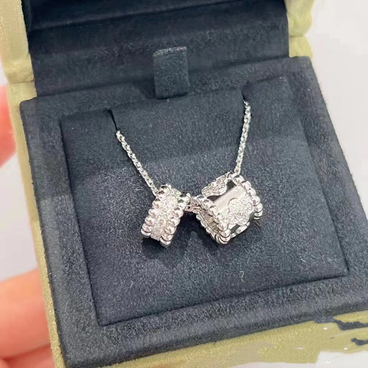 [ミスティック]ペルレー ダブルペンダント シルバーダイヤモンドネックレス
