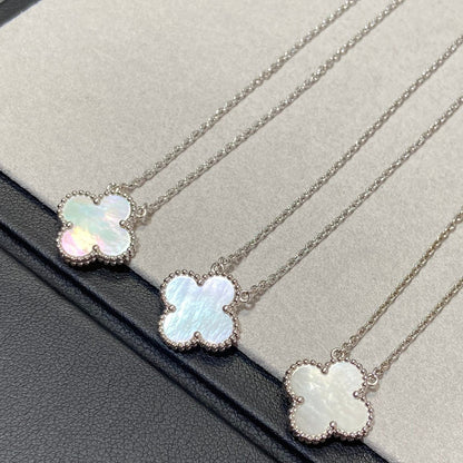 [Mystic]CLOVER MEDIUM SILVER WHITE MOP NECKLACE