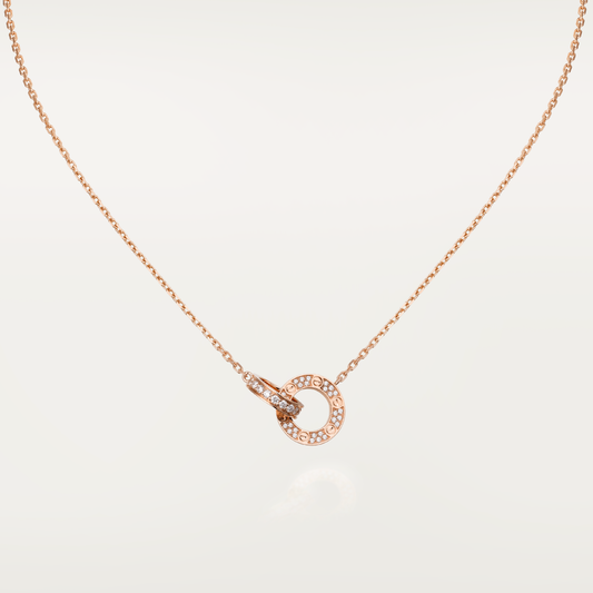 [Mystic]LOVE 7.6MM ネックレス ローズゴールド＆シルバー フルダイヤモンド