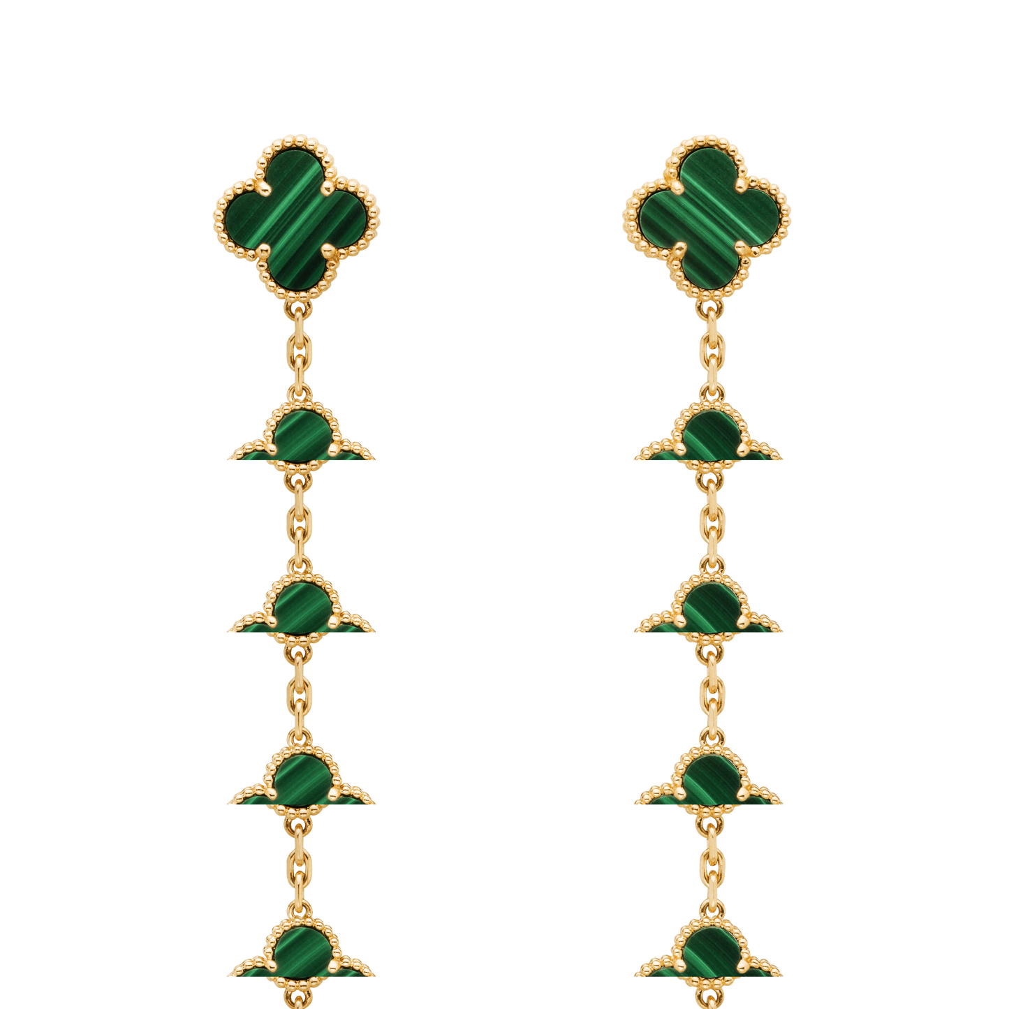 [Mystic]CLOVER MALACHITE 3 MOTIFS GOLD