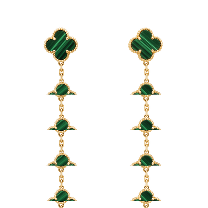 [Mystic]CLOVER MALACHITE 3 MOTIFS GOLD