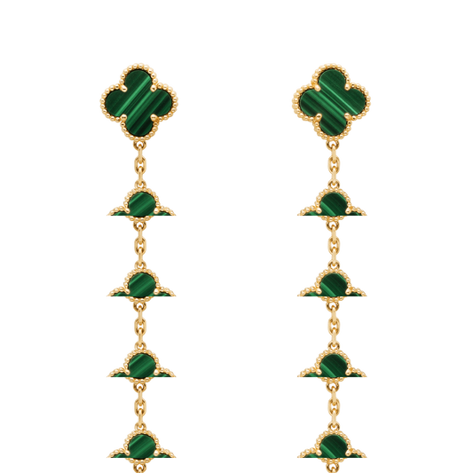 [Mystic]CLOVER MALACHITE 3 MOTIFS GOLD