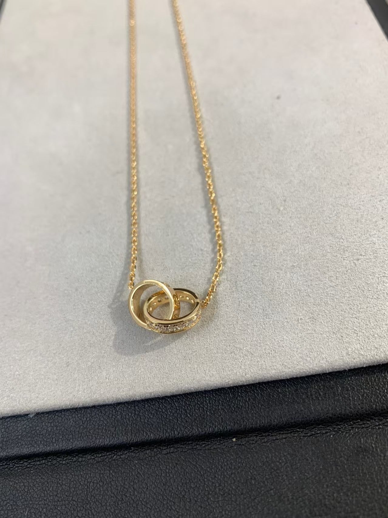 [ミスティック]LOVE NECKLACE DOUBLE RING 二重円ダイヤモンドベルト ゴールド