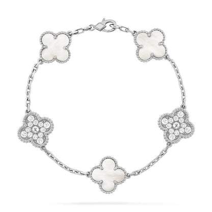 [Mystic]CLOVER WHITE PEARL MOP 5 MOTIF BRACELET COLLECTION