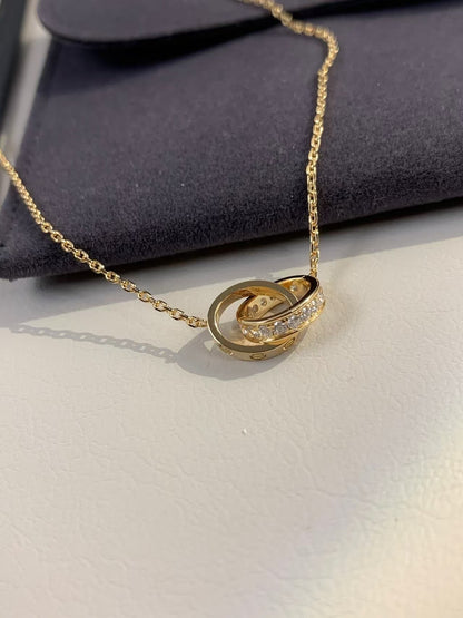 [ミスティック]LOVE NECKLACE DOUBLE RING 二重円ダイヤモンドベルト ゴールド