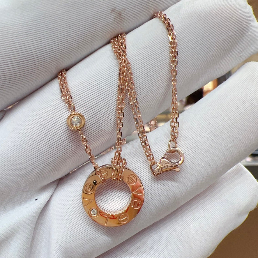 [Mystic]LOVE NECKLACE 16MM 2 DIAMONDS