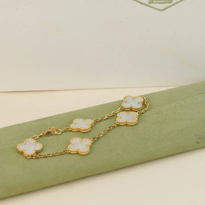 [Mystic]CLOVER WHITE PEARL MOP 5 MOTIF BRACELET COLLECTION