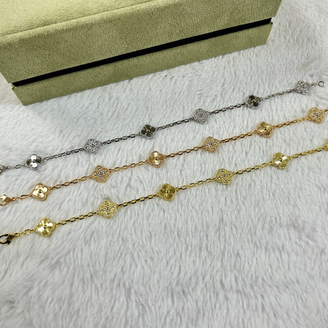 [Mystic]CLOVER 6 MOTIF DIAMOND LASER BRACELET-w