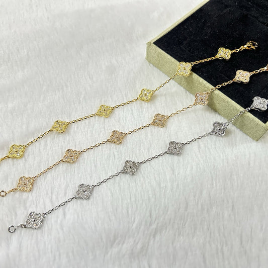 [Mystic] クローバー6モチーフ ダイヤモンドブレスレット