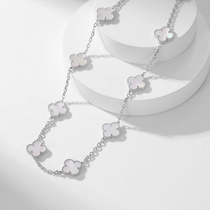 [Mystic]CLOVER 10 MOTIFS WHITE MOTHER OF PEARL NECKLACE