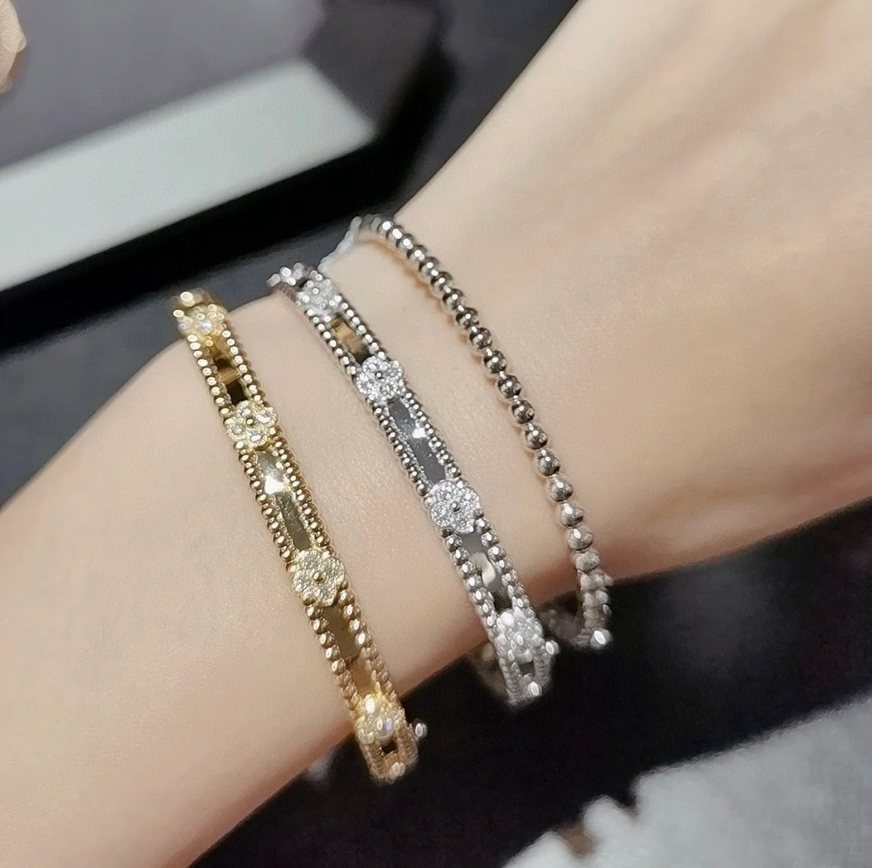 [Mystic] クローバーブレスレット 4MM ダイヤモンド