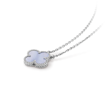 [Mystic]CLOVER 15MM BLUE CHALCEDONY NECKLACE SILVER