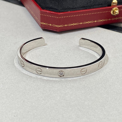 [Mystic]ラブブレスレット 6.1MM 1ダイヤモンド オープンカフ