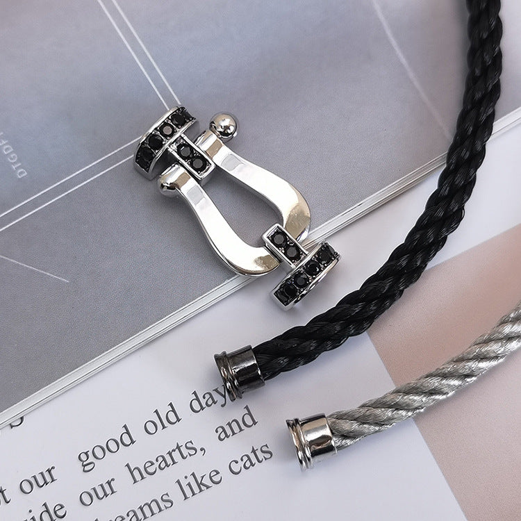 [Mystic]FORCE LARGE HORSESHOE BLACK DIAMOND BRACELET SILVER