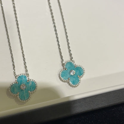 [Mystic]CLOVER 15MM DIAMOND SVRES PORCELAIN  NECKLACE SILVER