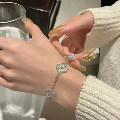 [Mystic] クローバー5モチーフ パープルカルセドニーブレスレットコレクション