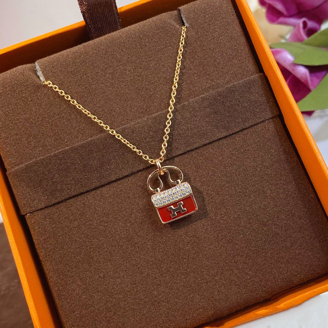 [Mystic]CONSTANCE RED PEDANT PINK GOLD NECKLACE