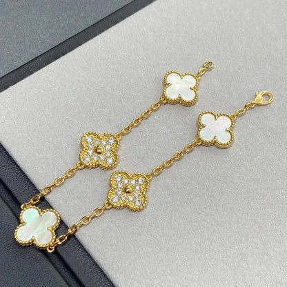[Mystic]CLOVER WHITE PEARL MOP 5 MOTIF BRACELET COLLECTION