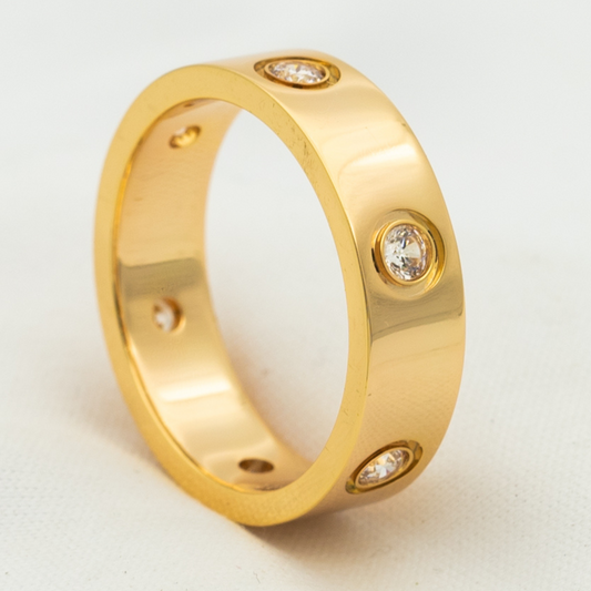 [Mystic]ラブ リング 5.5MM 6 ダイヤモンド ピンクゴールド