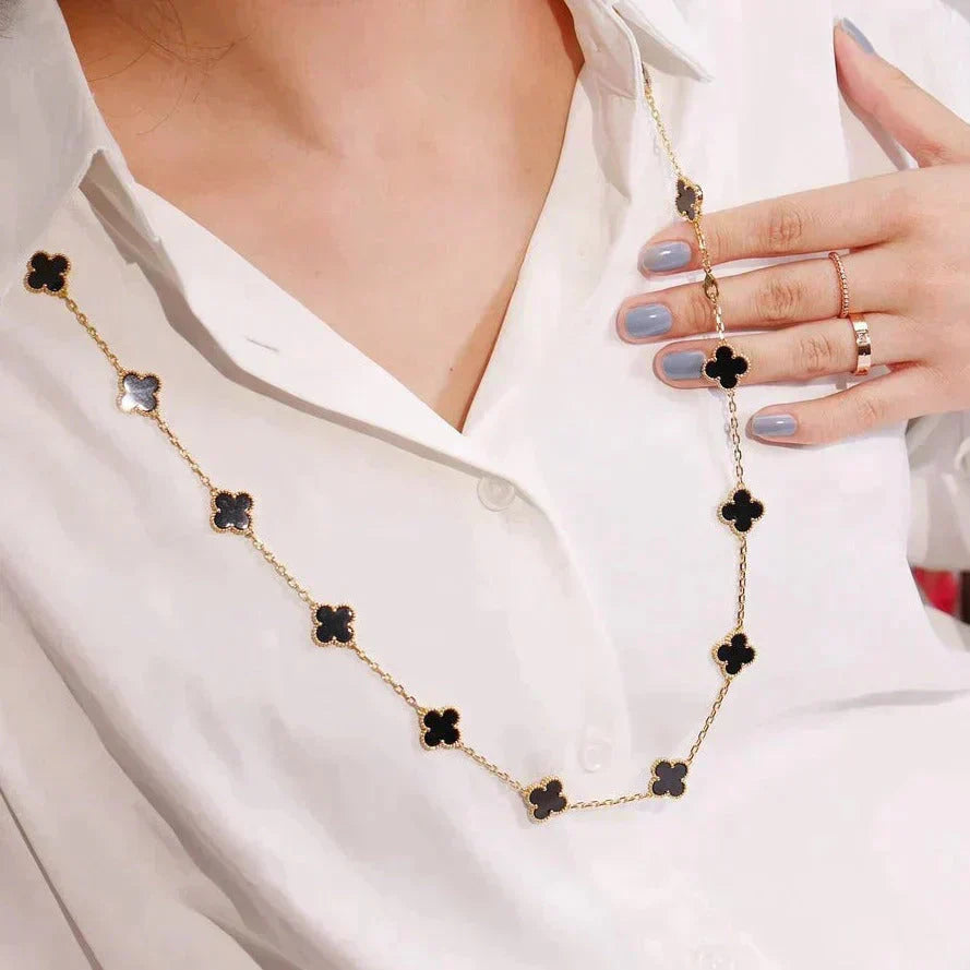 [Mystic]CLOVER 20 MOTIFS ONYX NECKLACE