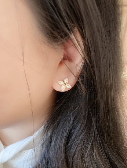 [Mystic]星の花ピアス（ピンクゴールド、ダイヤモンド）