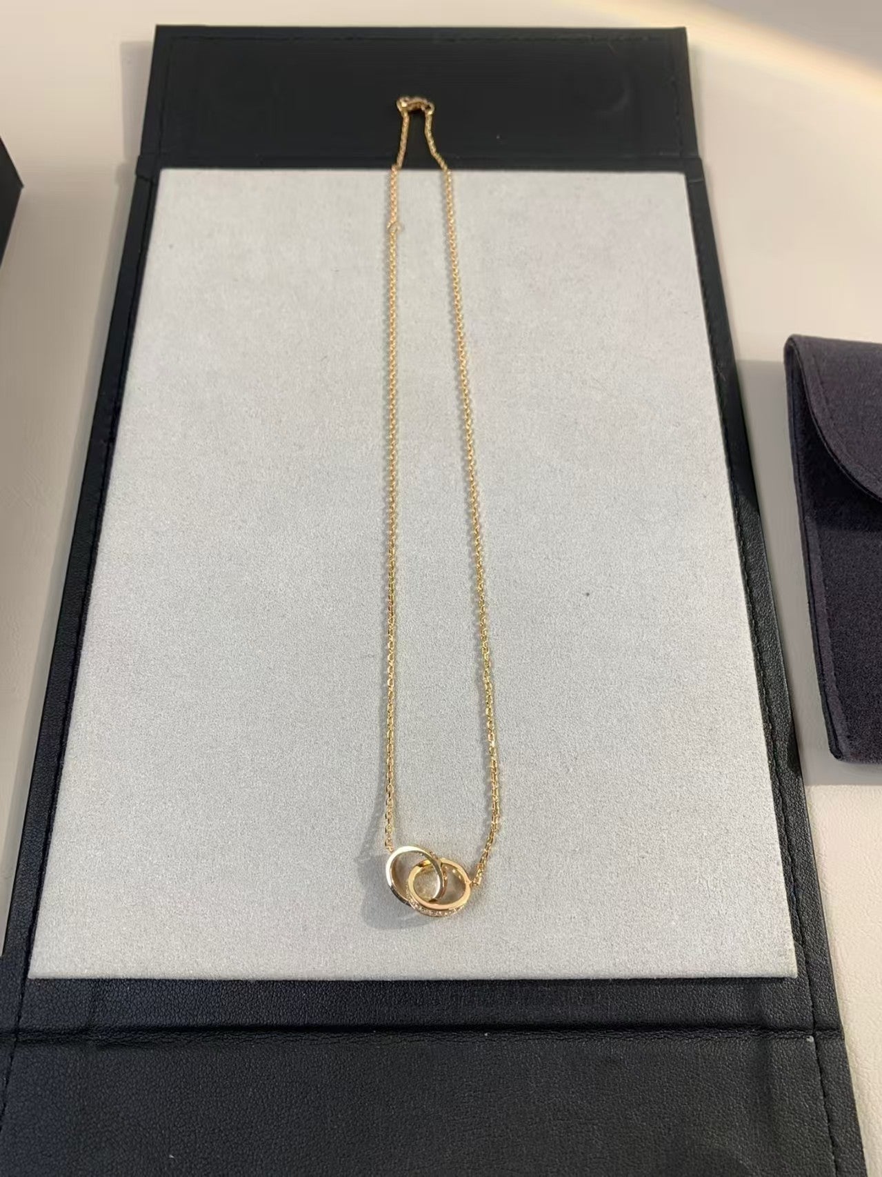 [ミスティック]LOVE NECKLACE DOUBLE RING 二重円ダイヤモンドベルト ゴールド