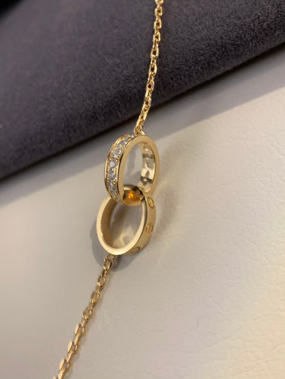 [ミスティック]LOVE NECKLACE DOUBLE RING 二重円ダイヤモンドベルト ゴールド