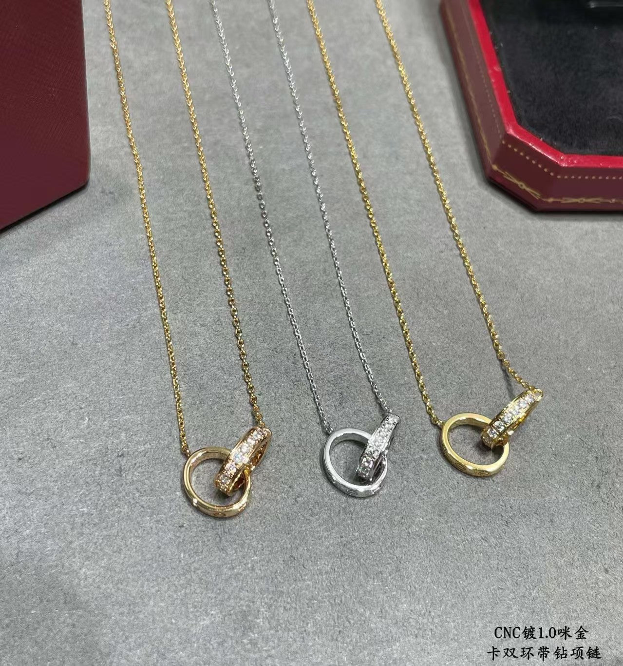 [ミスティック]LOVE NECKLACE DOUBLE RING 二重円ダイヤモンドベルト ゴールド