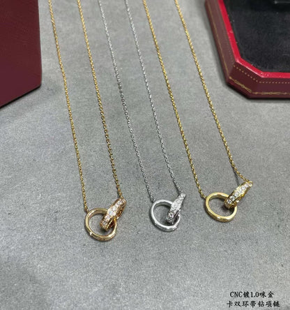[ミスティック]LOVE NECKLACE DOUBLE RING 二重円ダイヤモンドベルト ゴールド