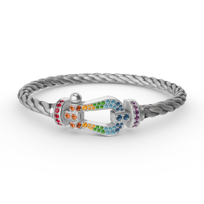[Mystic]FORC ラージホースシュー カラードダイアモンド ブレスレット シルバー