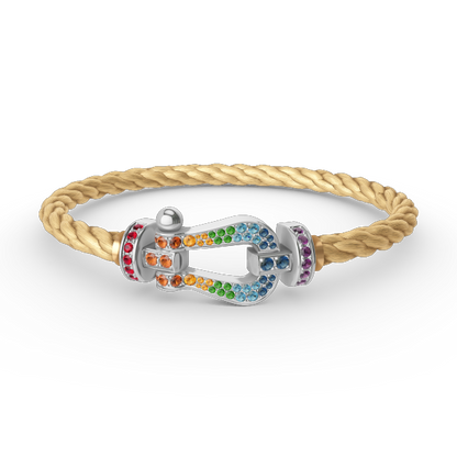 [Mystic]FORC ラージホースシュー カラードダイアモンド ブレスレット シルバー